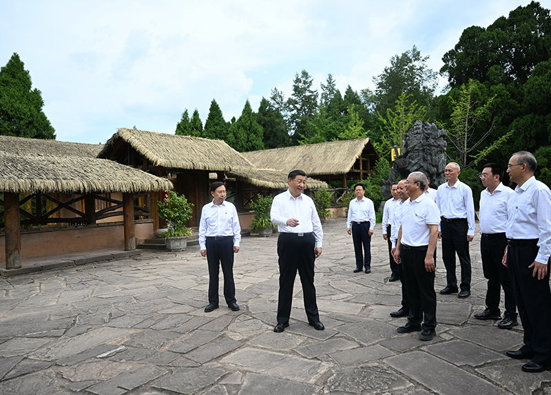 7月25日至27日，中共中央總書記、國家主席、中央軍委主席習(xí)近平在四川考察。這是25日下午，習(xí)近平在廣元市劍閣縣翠云廊考察。